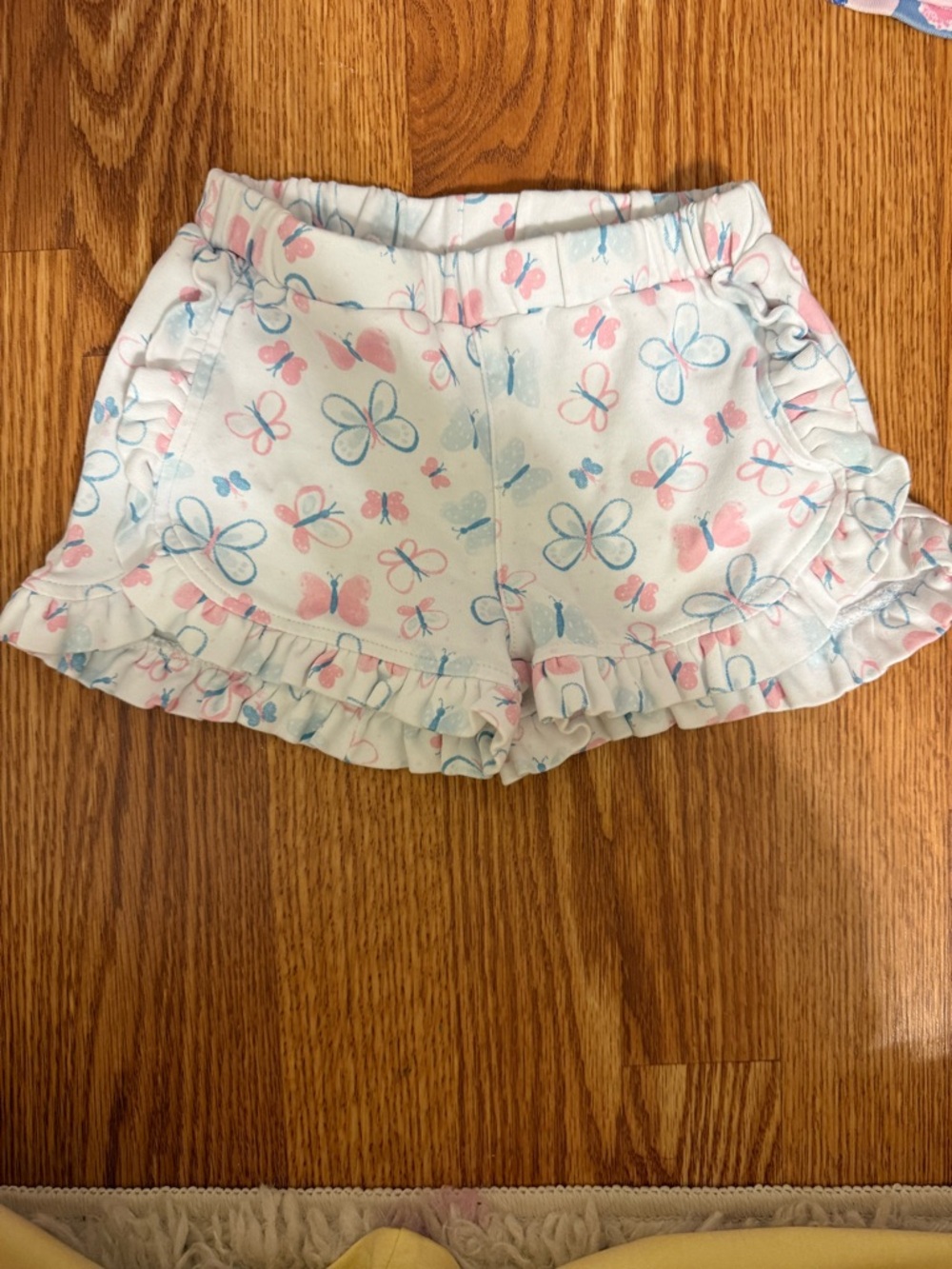 Girl Ruffle Shorts with Pink & Blue Butterflies